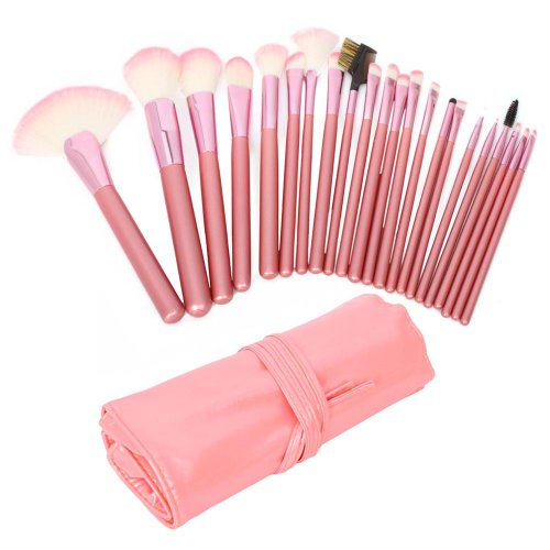 22pcs pinceau de maquillage professionnel cosmétique ensemble avec le sac rose rose