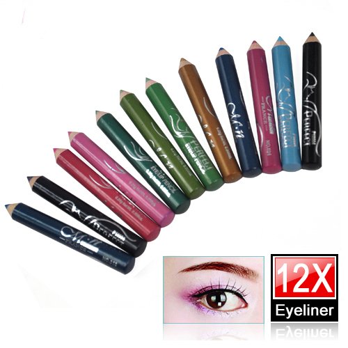 LE 12 couleurs assorties Cosmetic Eyeliner Crayon Sourcils Contours des yeux