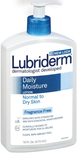 Lubriderm Daily Lotion hydratante pour peaux normales à sèches, sans parfum, 16 onces (emballage peut varier)