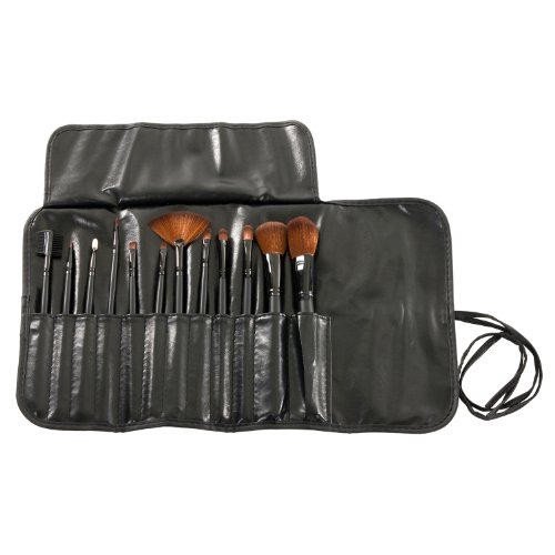 MASH 12pc Studio Pro maquillage Make Up Cosmetic Brush Set Kit w / Leather Case - pour l'ombre à paupières, blush, correcteur, Etc