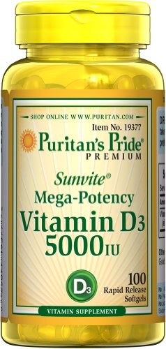 Fierté Prime Sunvite * Maga-tences Vitamine D3 5000 UI de Puritan; 100 Solfgels Rapid Release
