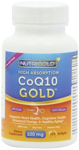 Nutrigold CoQ10 Gold (Haute Absorption) (cliniquement prouvée KanekaQ10), 100 mg, 120 gélules